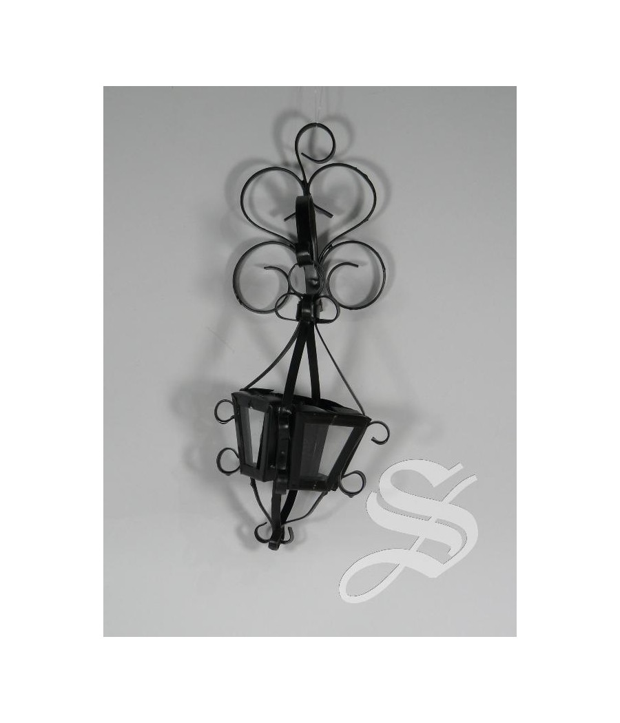 FAROL FORJA PEQUEÑO CON SOPORTE PARED 14.5 CM DE ALTO