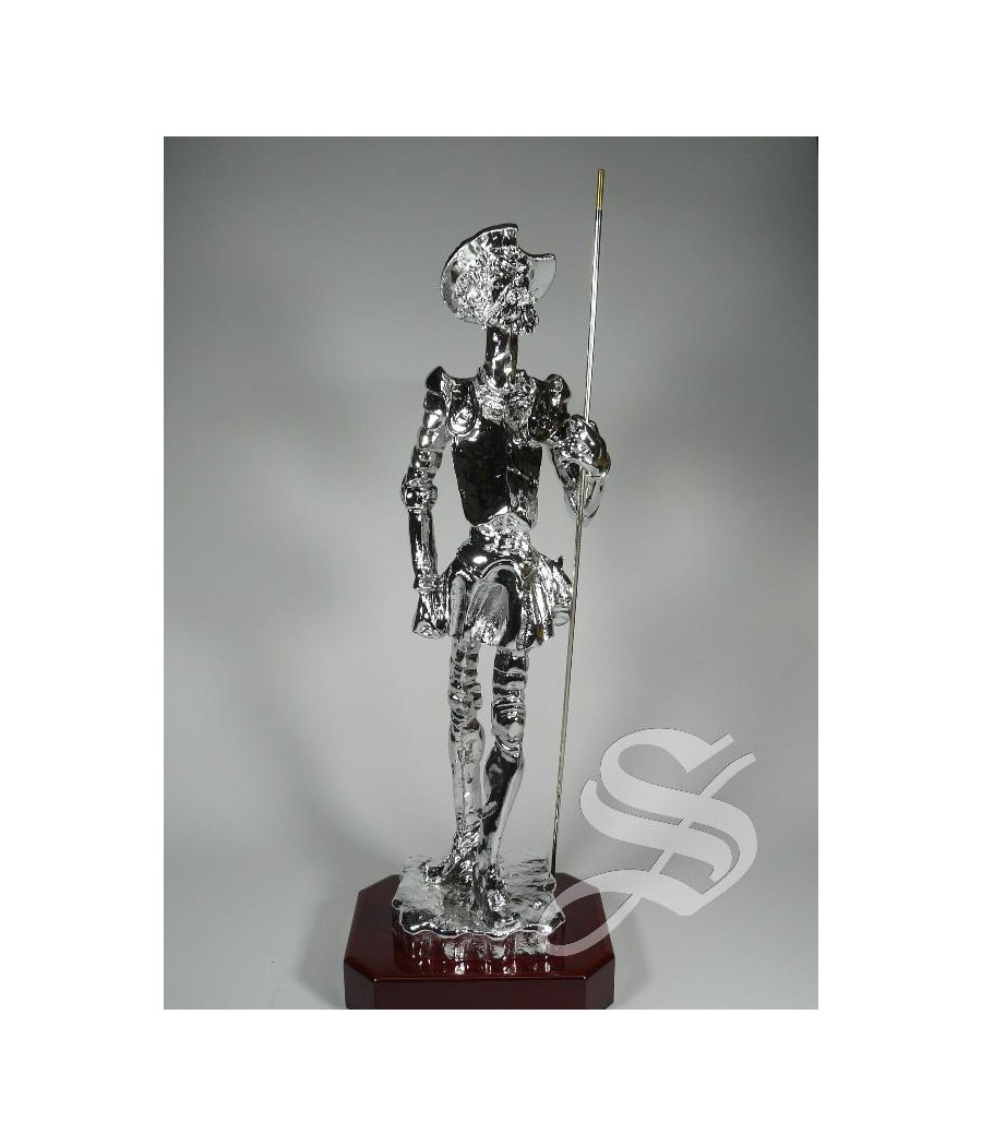 FIGURA D. QUIJOTE ARMADURA 41 CM BAÑO DE PLATA