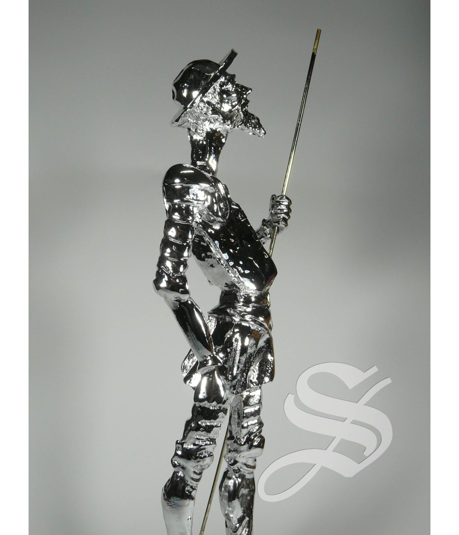 FIGURA D. QUIJOTE ARMADURA 41 CM BAÑO DE PLATA