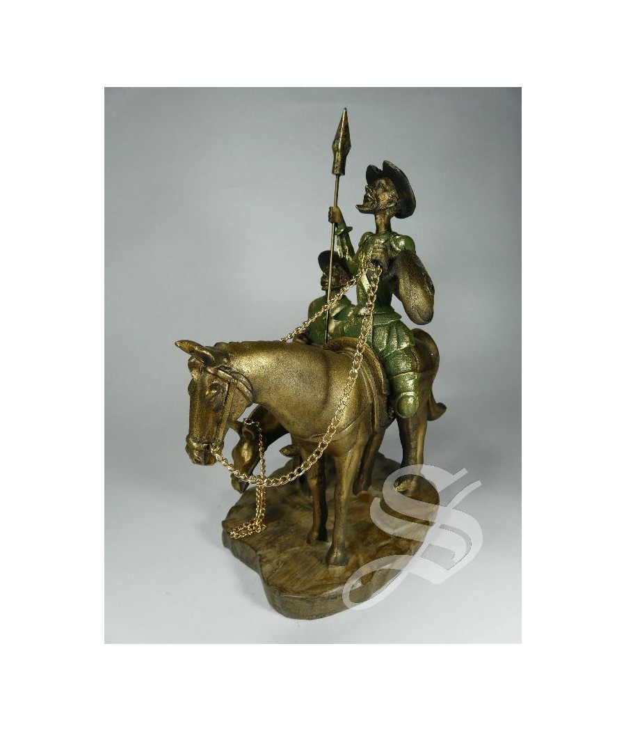 FIGURA QUIJOTE Y SANCHO MONTADOS ENVEJECIDO 20*15*25