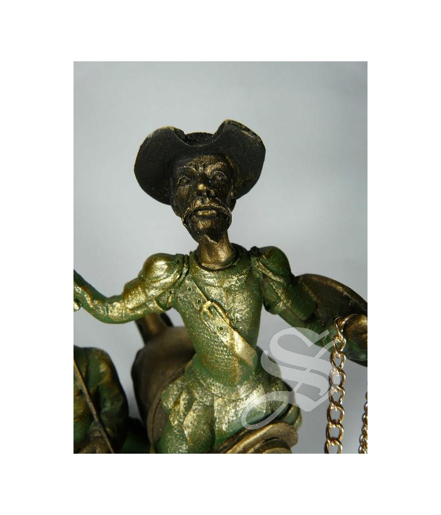 FIGURA QUIJOTE Y SANCHO MONTADOS ENVEJECIDO 20*15*25