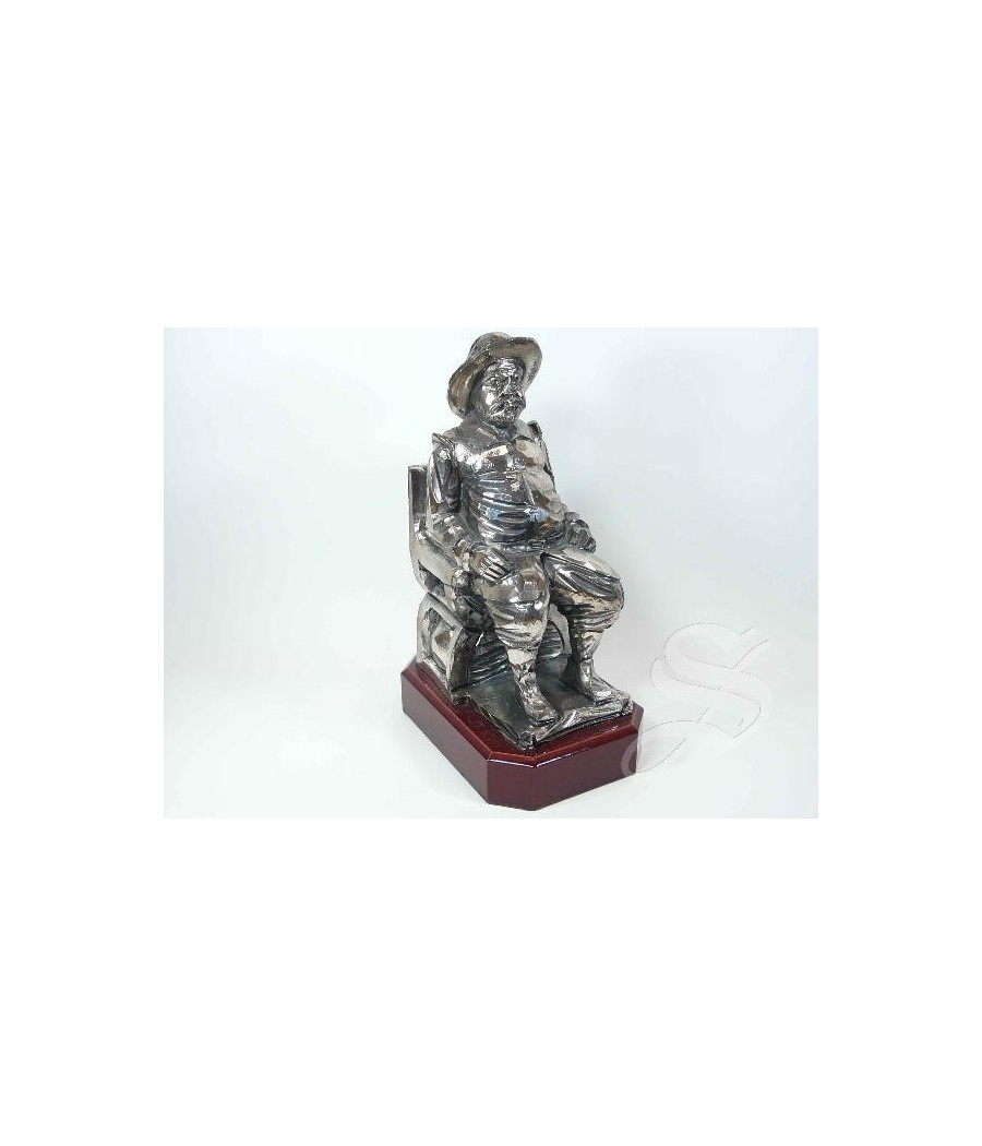 FIGURA SANCHO SENTADO 26 CM. PLATA