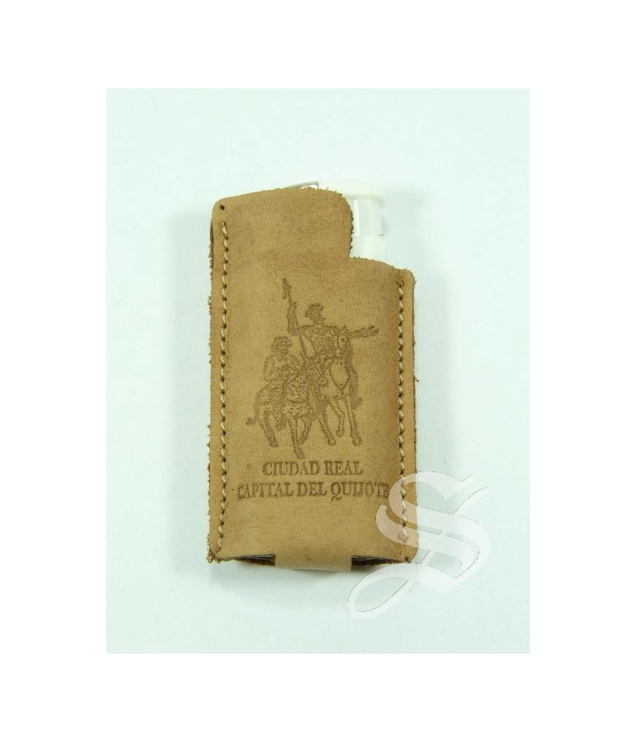 FUNDA MECHERO PIEL NATURAL QUIJOTE