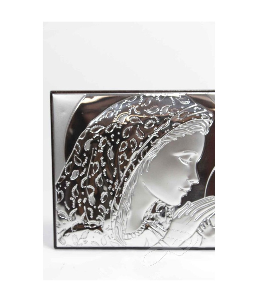 ICONO 10*16 RECTANGULAR VIRGEN CON NIÑO HORIZ PLATA