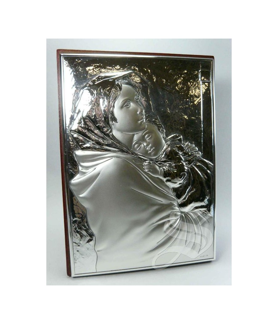 ICONO 13*18 PLATA VIRGEN CON NIÑO