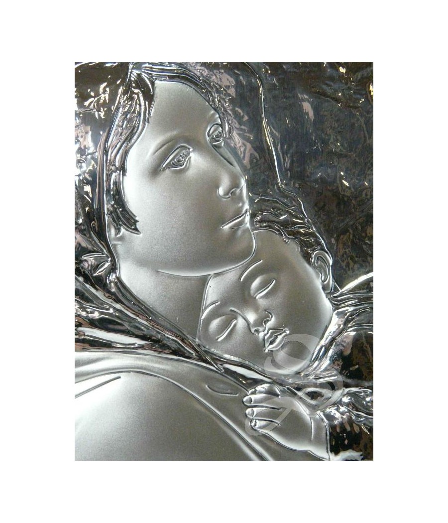 ICONO 13*18 PLATA VIRGEN CON NIÑO