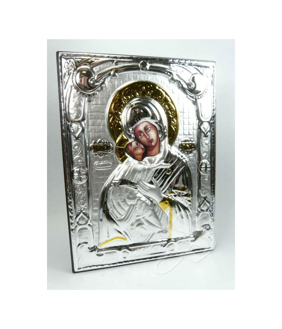 ICONO 13,5*18 VIRGEN CON NIÑO PLATA ORO