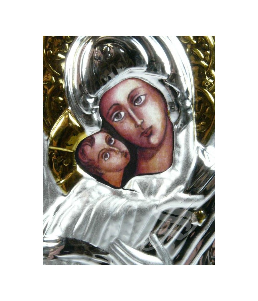 ICONO 13,5*18 VIRGEN CON NIÑO PLATA ORO