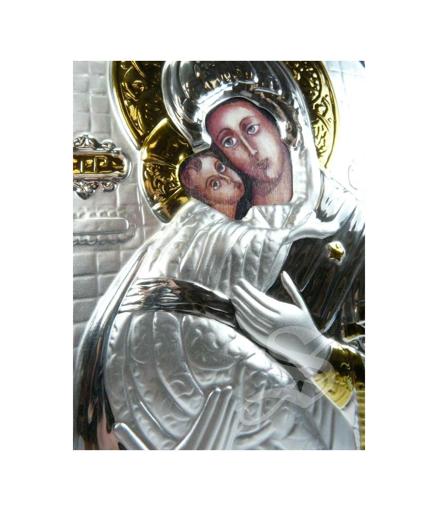 ICONO 18*24 VIRGEN CON NIÑO PLATA