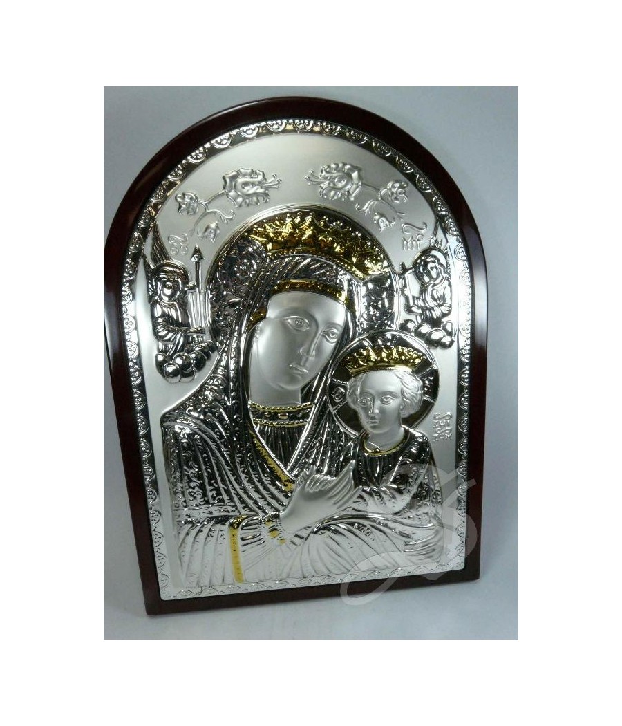 ICONO 23*32 VIRGEN CON NIÑO PLATA ORO MATE