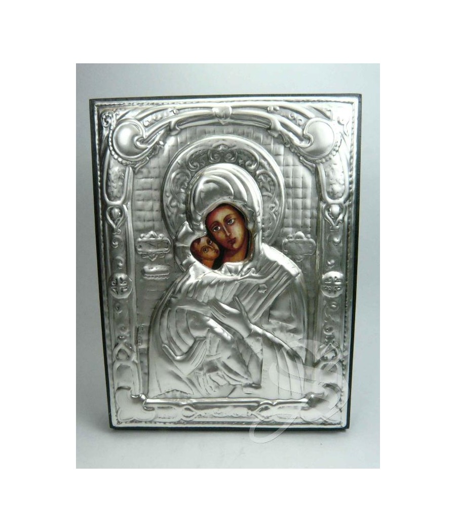 ICONO 9,5*12,5 VIRGEN CON NIÑO PLATA