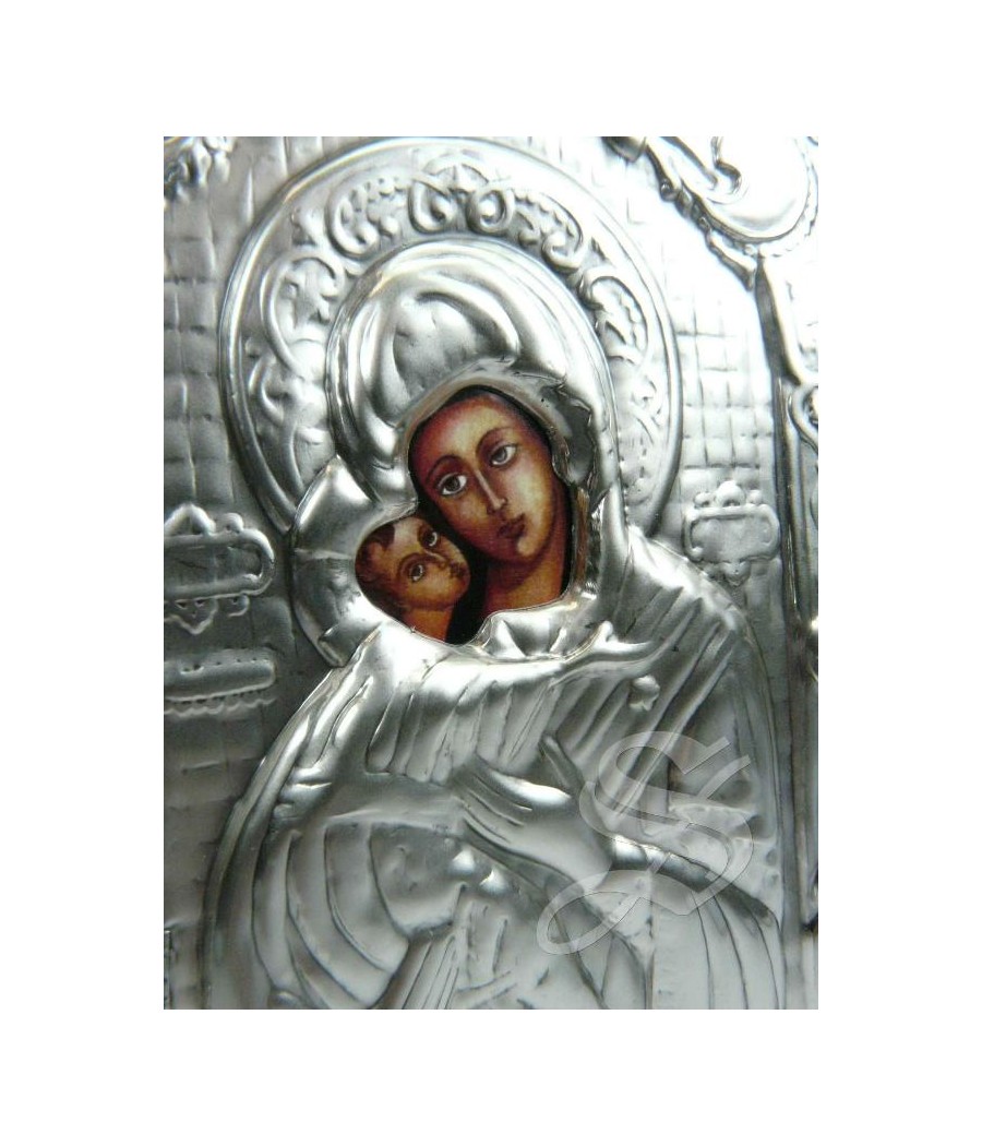 ICONO 9,5*12,5 VIRGEN CON NIÑO PLATA