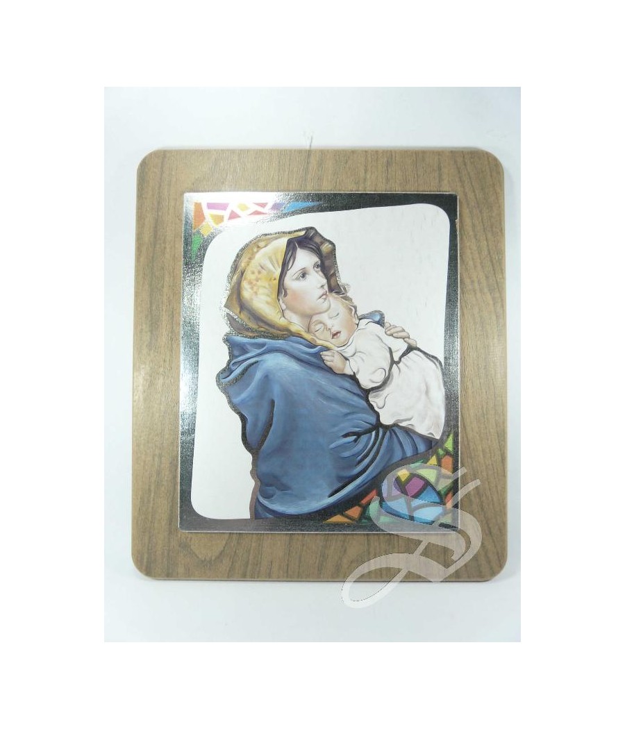 ICONO MADERA ECOLOGICA VIRGEN CON NIÑO 28*32 CM