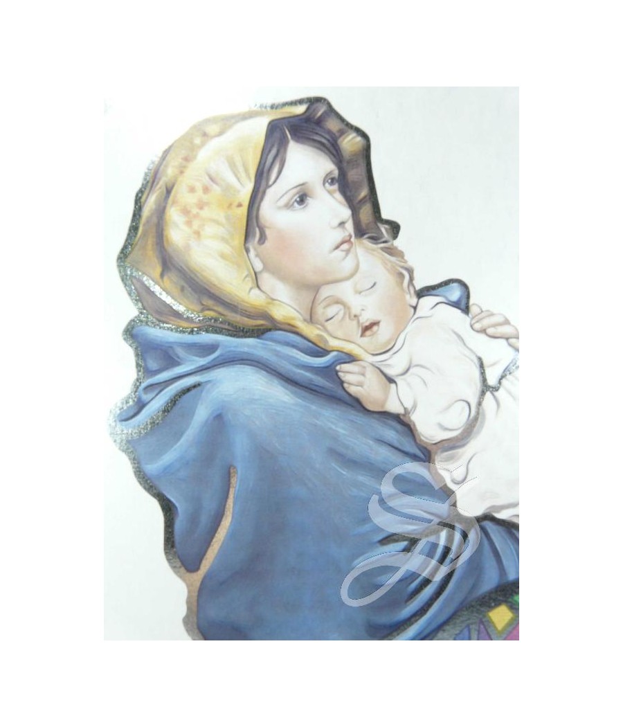 ICONO MADERA ECOLOGICA VIRGEN CON NIÑO 28*32 CM