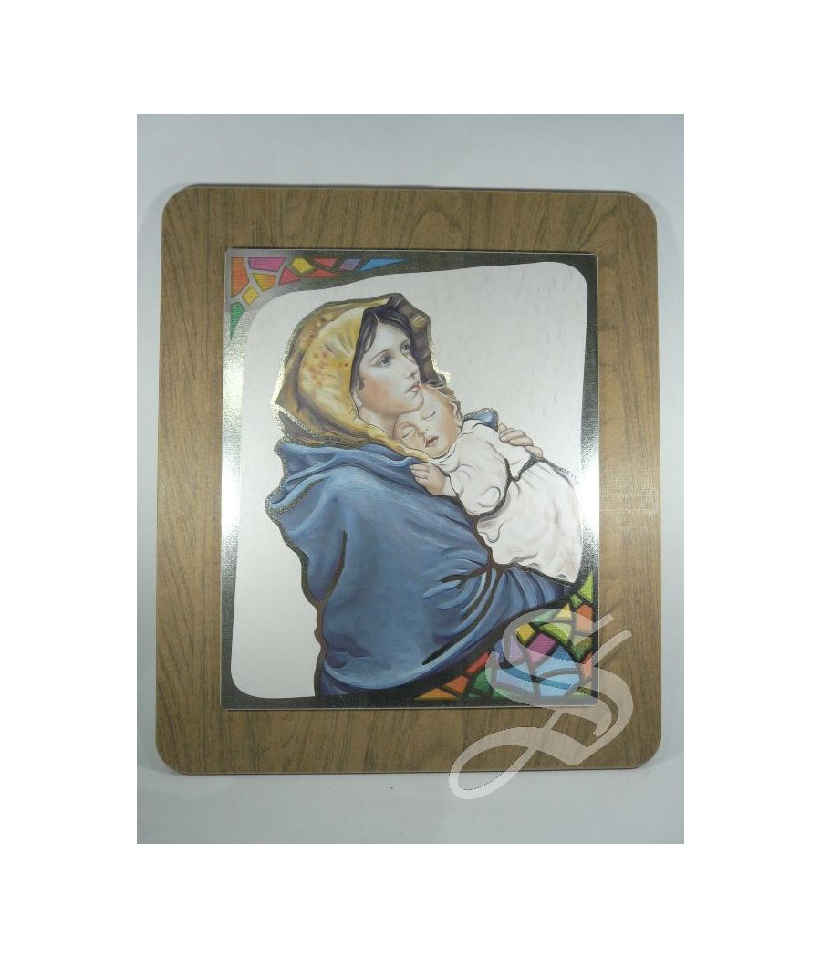 ICONO MADERA ECOLOGICA VIRGEN CON NIÑO 39*45 CM