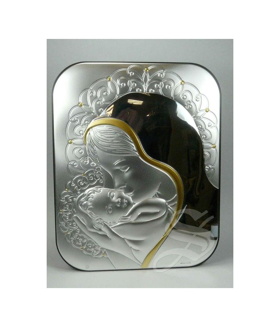 ICONO PLATA 16*20 VIRGEN CON NIÑO