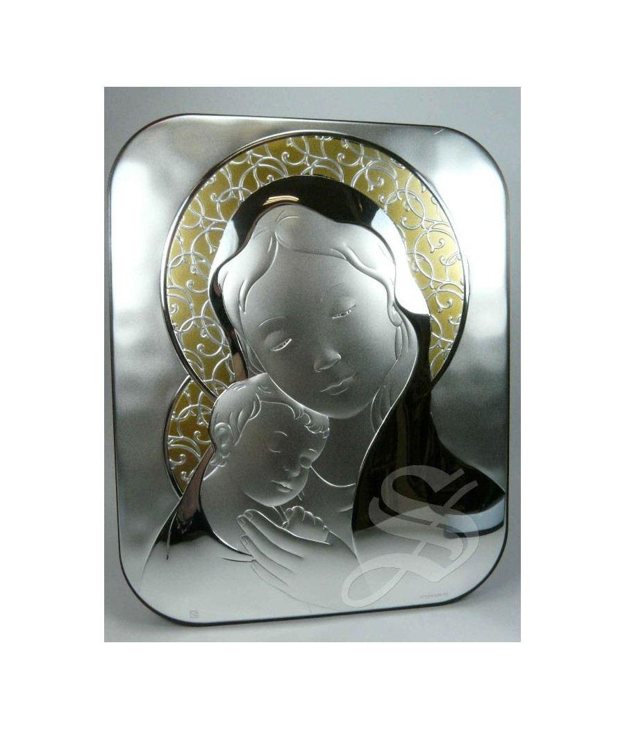 ICONO PLATA 16*20 VIRGEN CON NIÑO