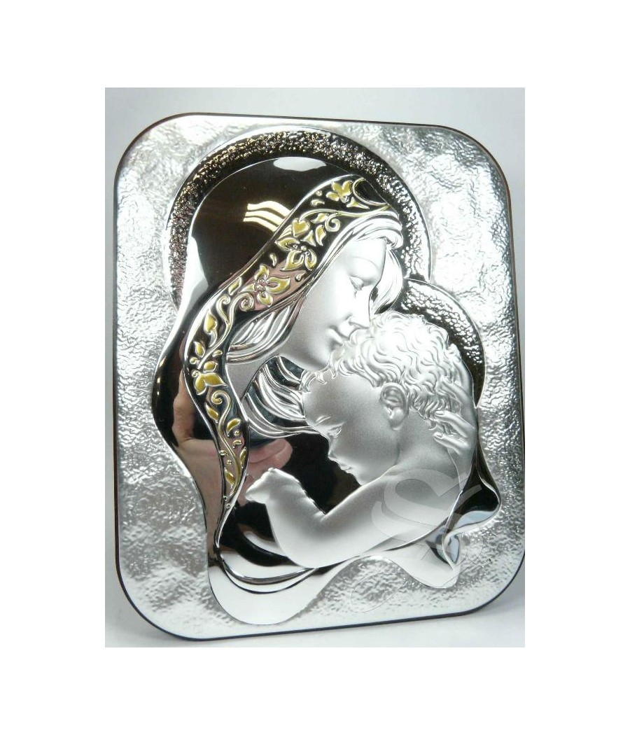 ICONO PLATA 16*20 VIRGEN CON NIÑO MODERNA