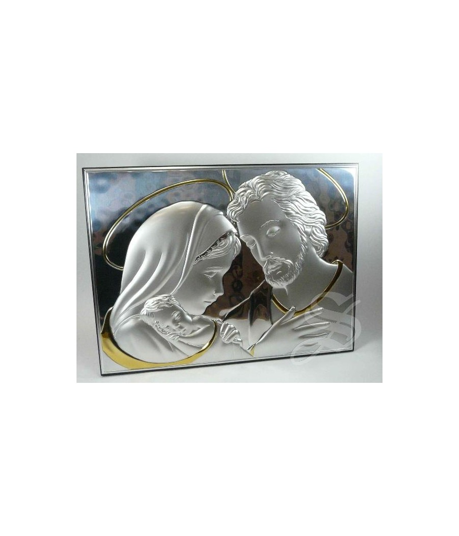 ICONO PLATA 22X30 SAGRADA FAMILIA CON ORO