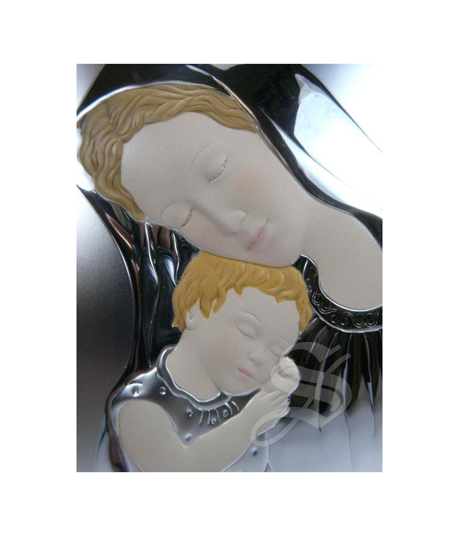 ICONO PLATA VIRGEN CON NIÑO 12*17