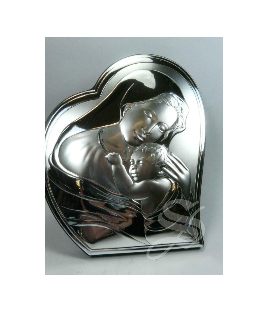 ICONO PLATA VIRGEN CON NIÑO 12X15