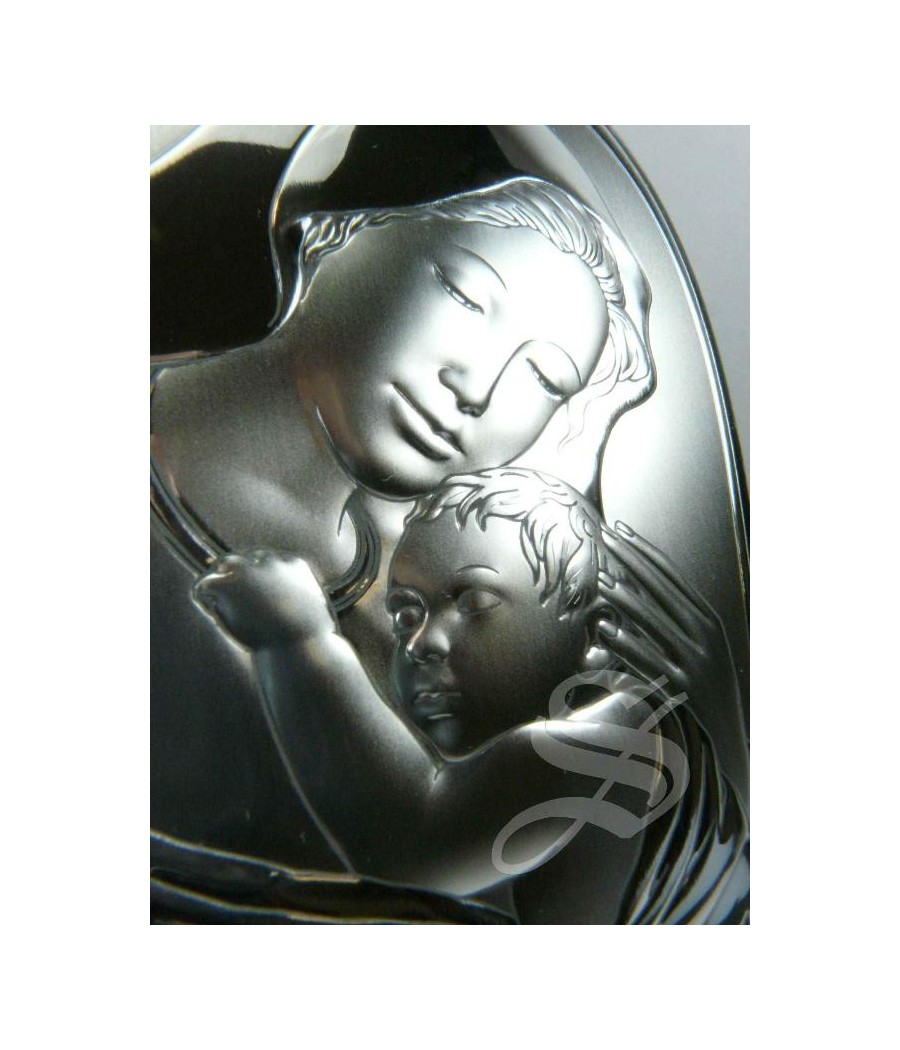 ICONO PLATA VIRGEN CON NIÑO 12X15