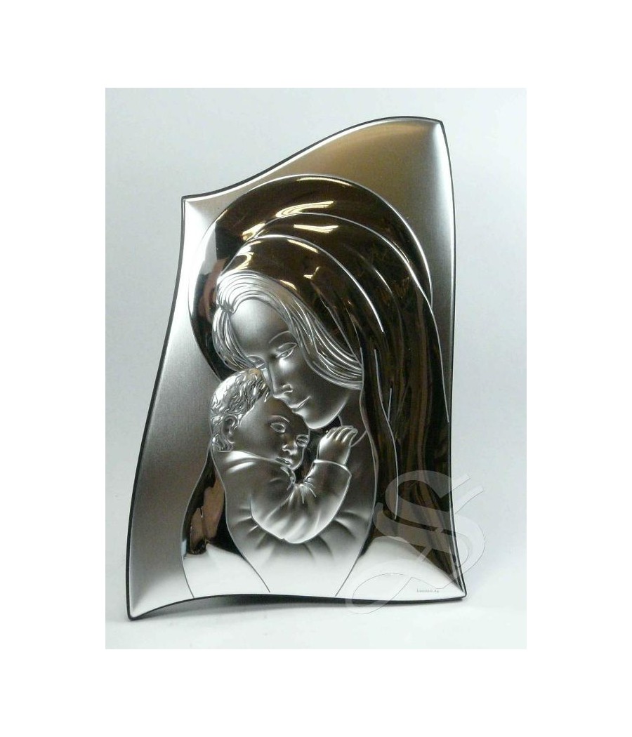 ICONO PLATA VIRGEN CON NIÑO 12X17