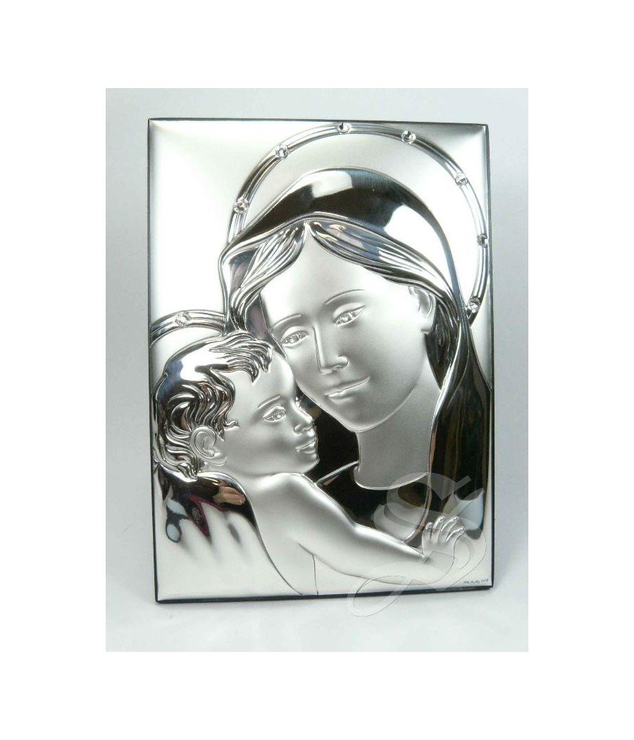 ICONO PLATA VIRGEN CON NIÑO 13*18