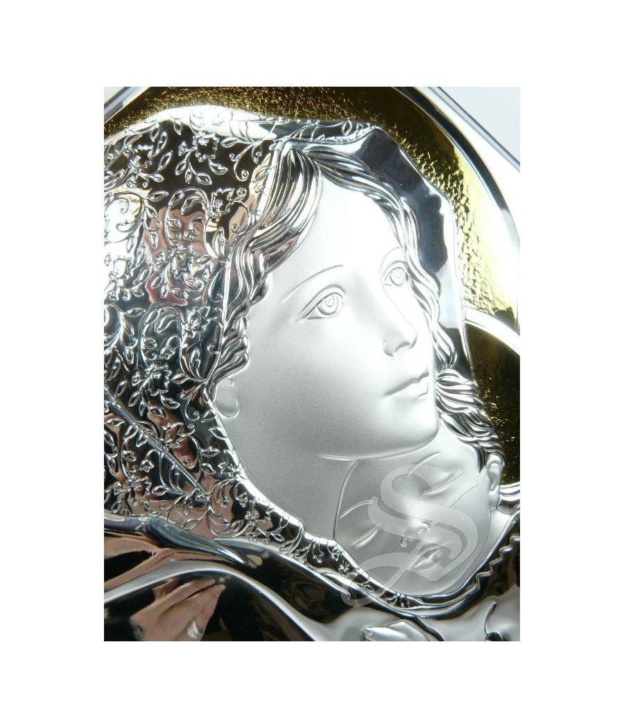 ICONO PLATA VIRGEN CON NIÑO 16*20