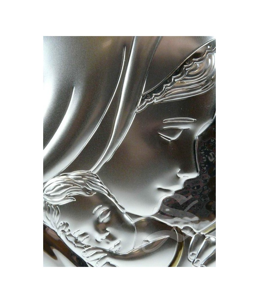 ICONO PLATA VIRGEN CON NIÑO 16*20 ORO