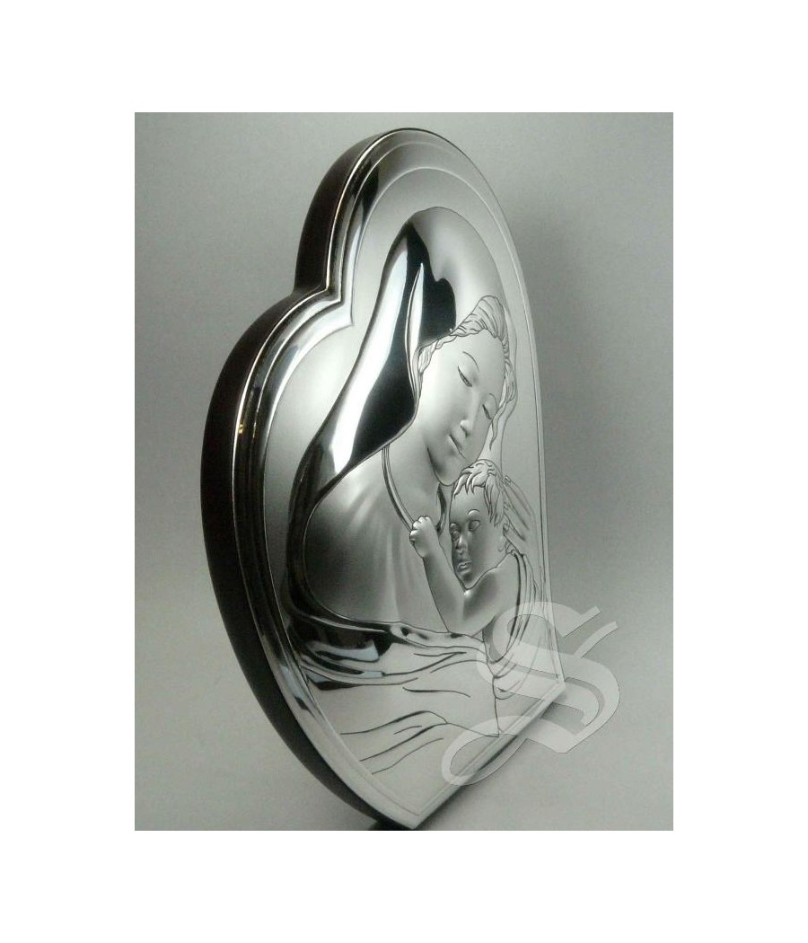 ICONO PLATA VIRGEN CON NIÑO 16X19