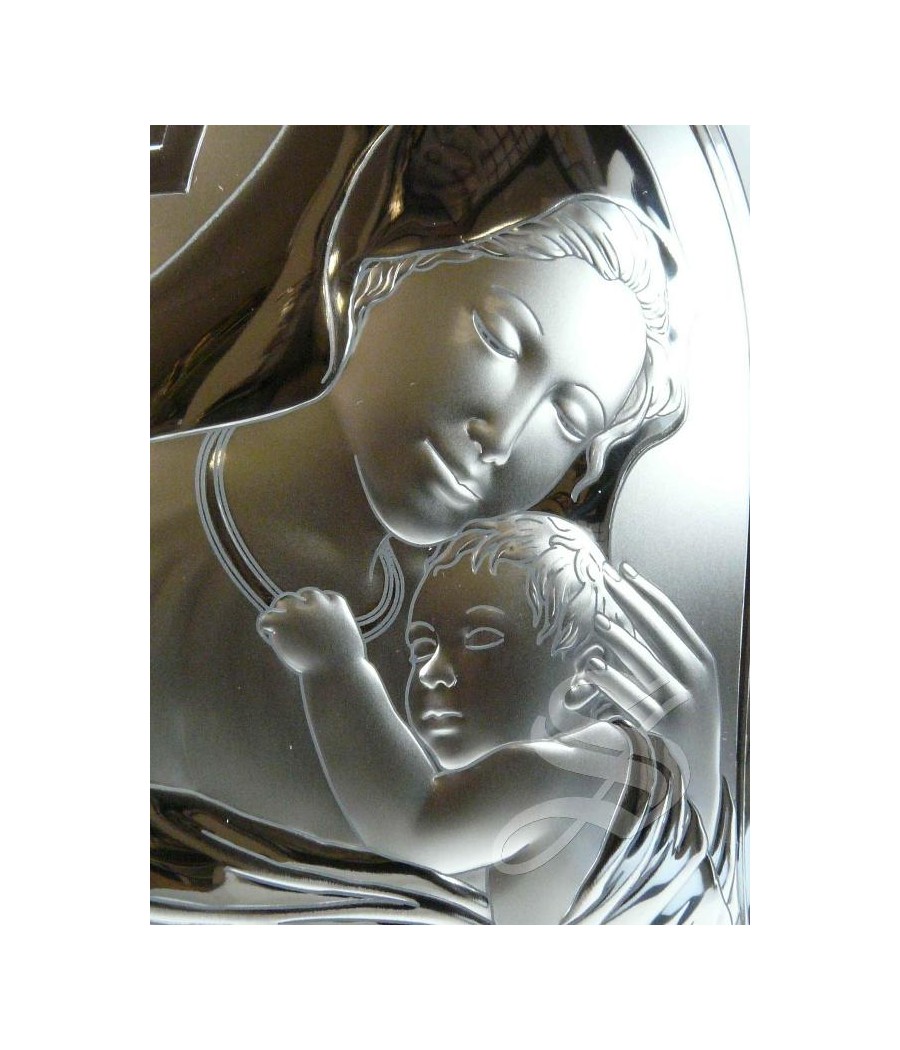 ICONO PLATA VIRGEN CON NIÑO 16X19