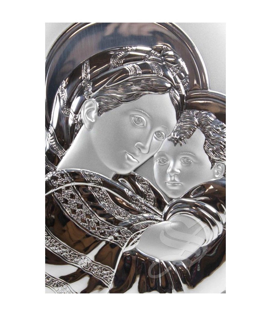 ICONO PLATA VIRGEN CON NIÑO 17,5*23