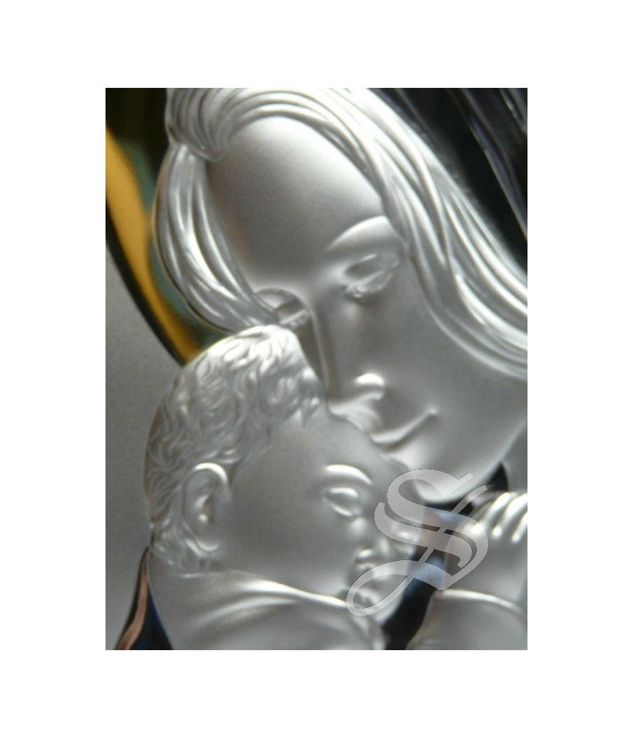 ICONO PLATA VIRGEN CON NIÑO 18 X 24