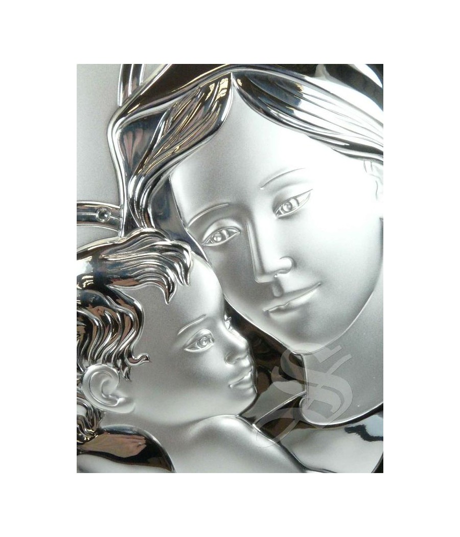 ICONO PLATA VIRGEN CON NIÑO 18*24