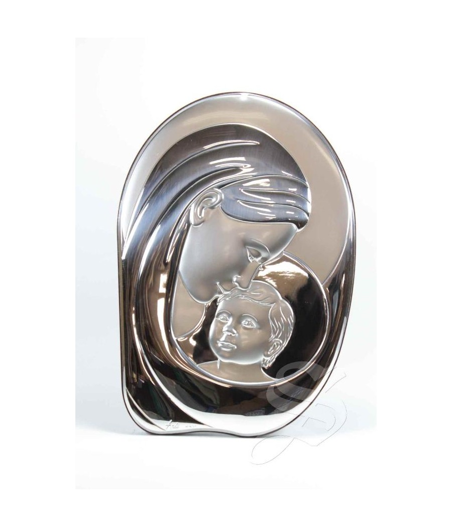 ICONO PLATA VIRGEN CON NIÑO 18*26