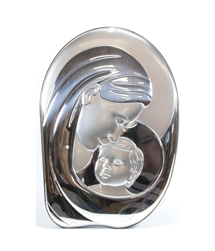 ICONO PLATA VIRGEN CON NIÑO 18*26