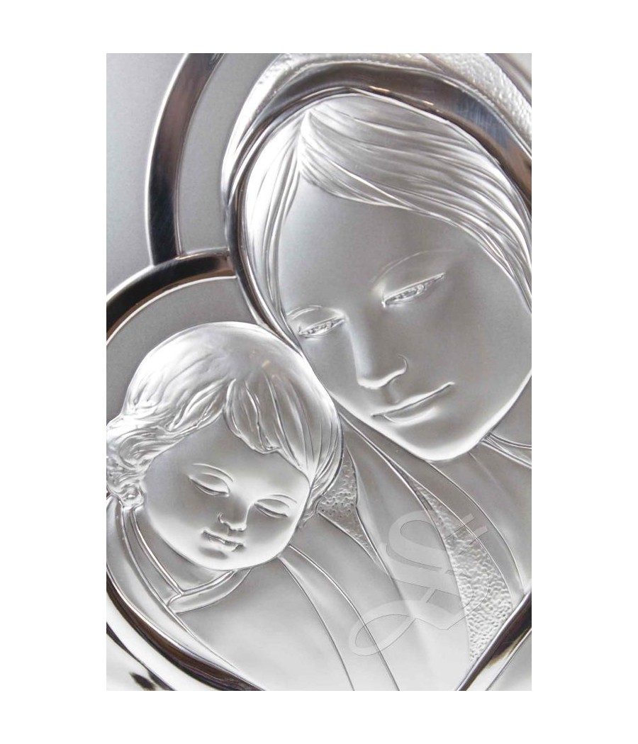 ICONO PLATA VIRGEN CON NIÑO 20*24