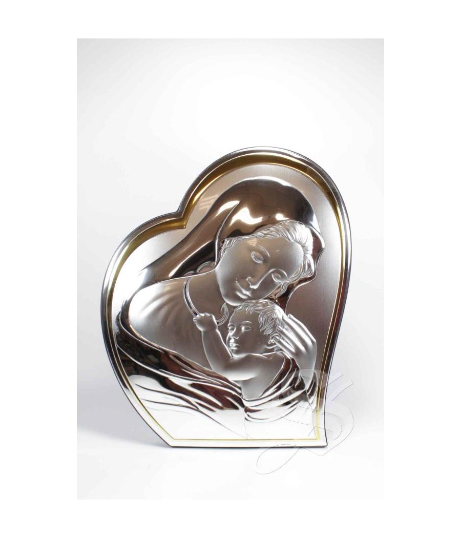 ICONO PLATA VIRGEN CON NIÑO 21*26