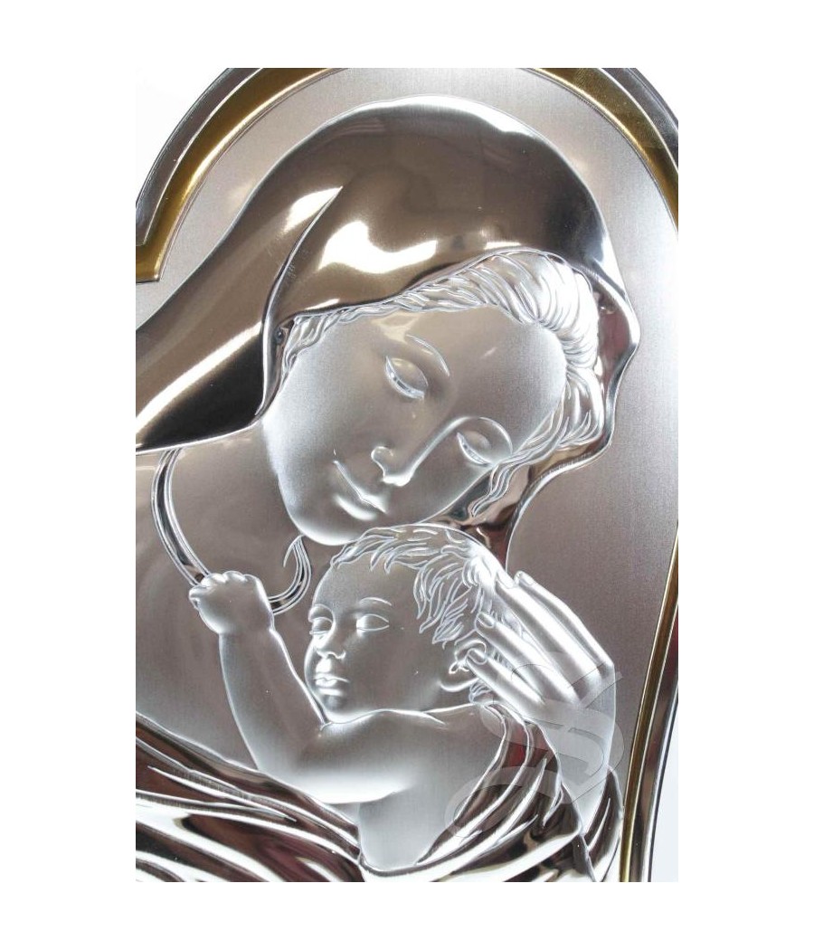 ICONO PLATA VIRGEN CON NIÑO 21*26