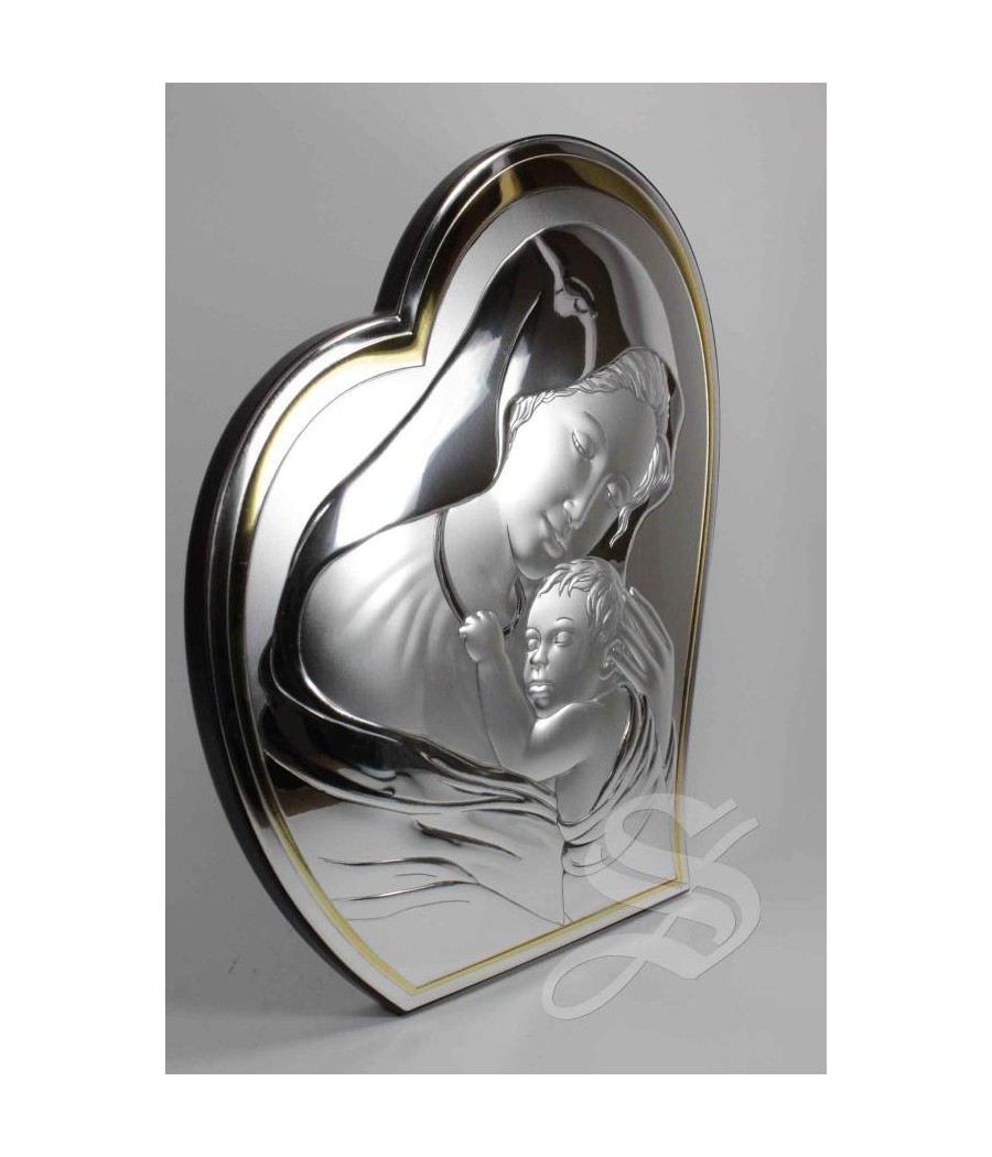 ICONO PLATA VIRGEN CON NIÑO 21*26