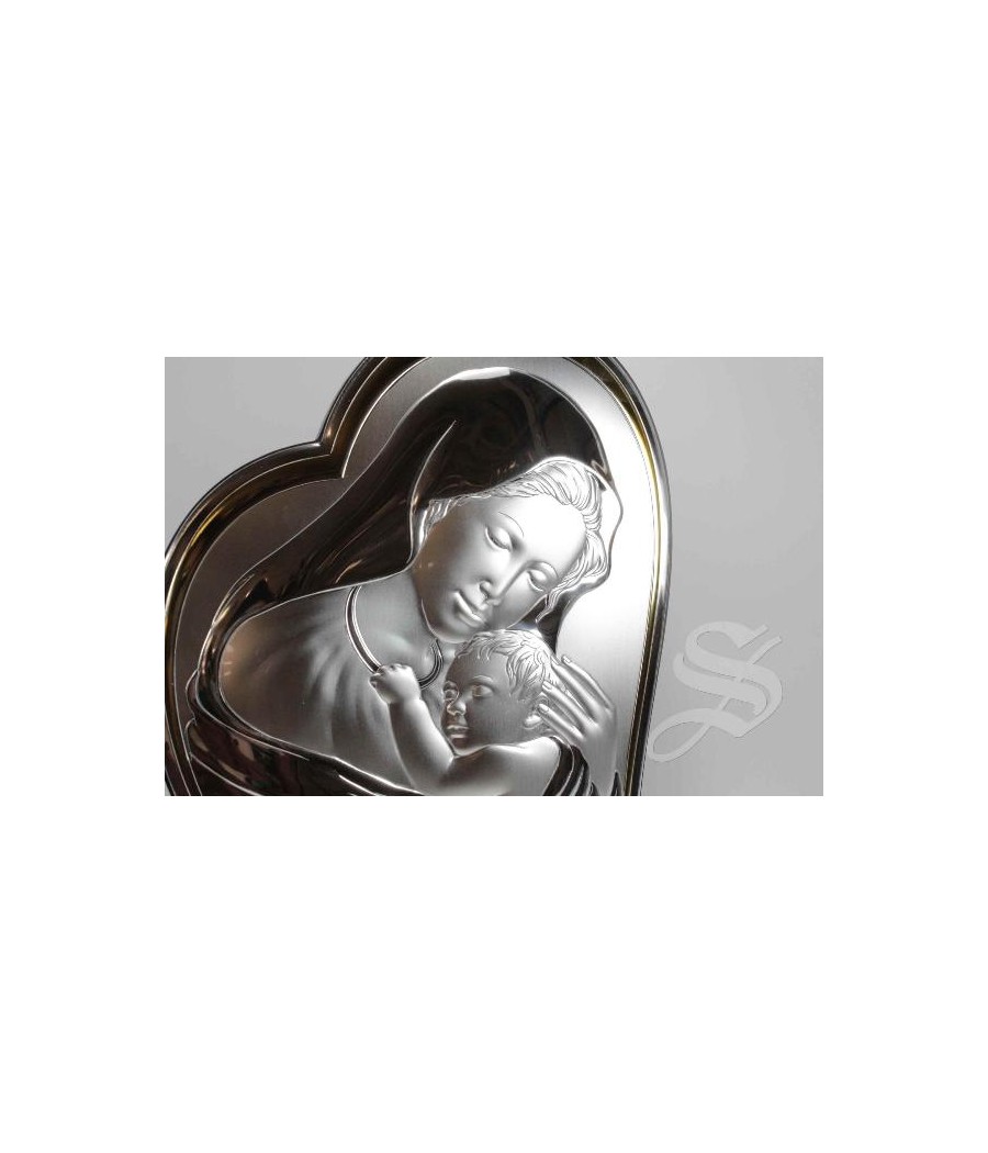 ICONO PLATA VIRGEN CON NIÑO 21*26