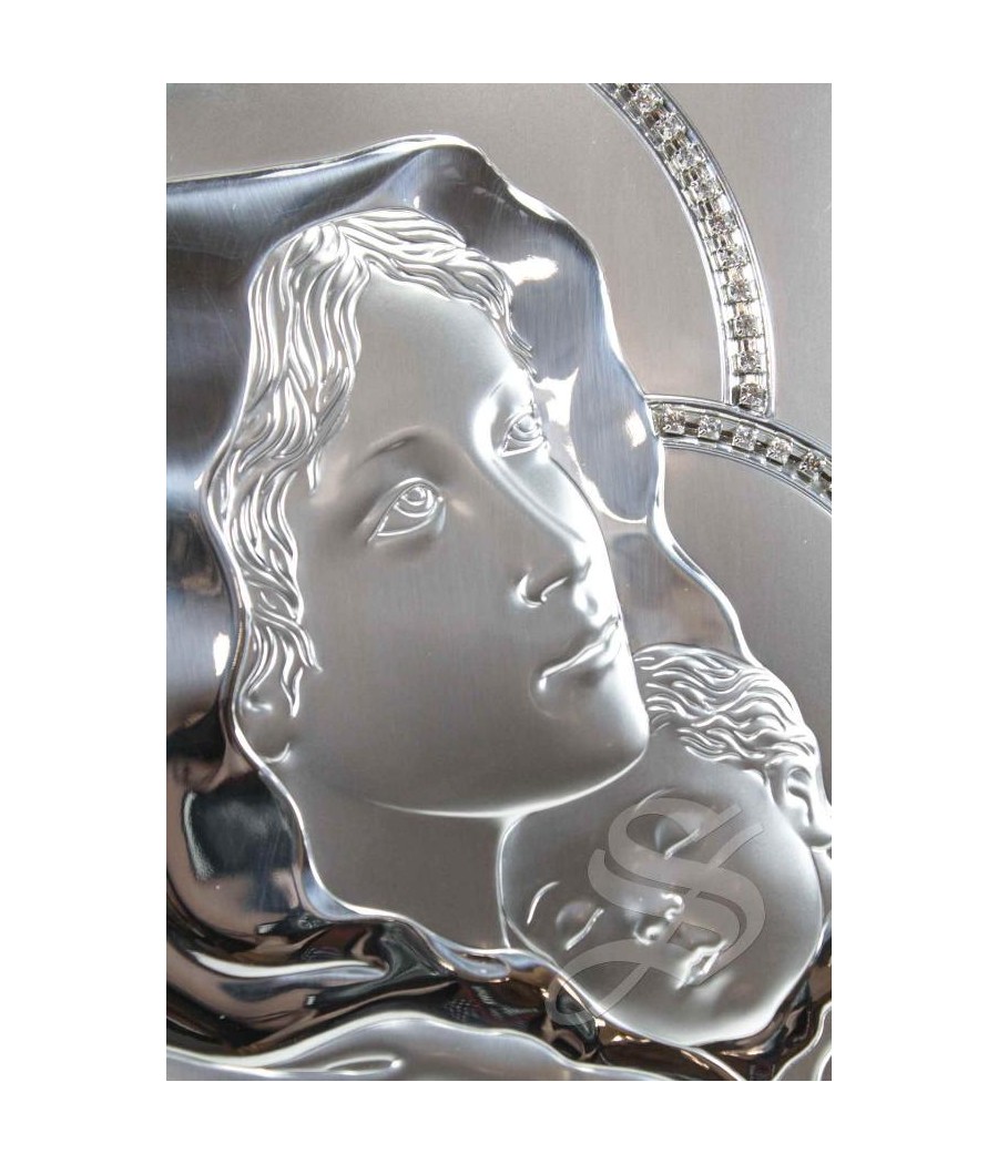 ICONO PLATA VIRGEN CON NIÑO 24,5*17,5