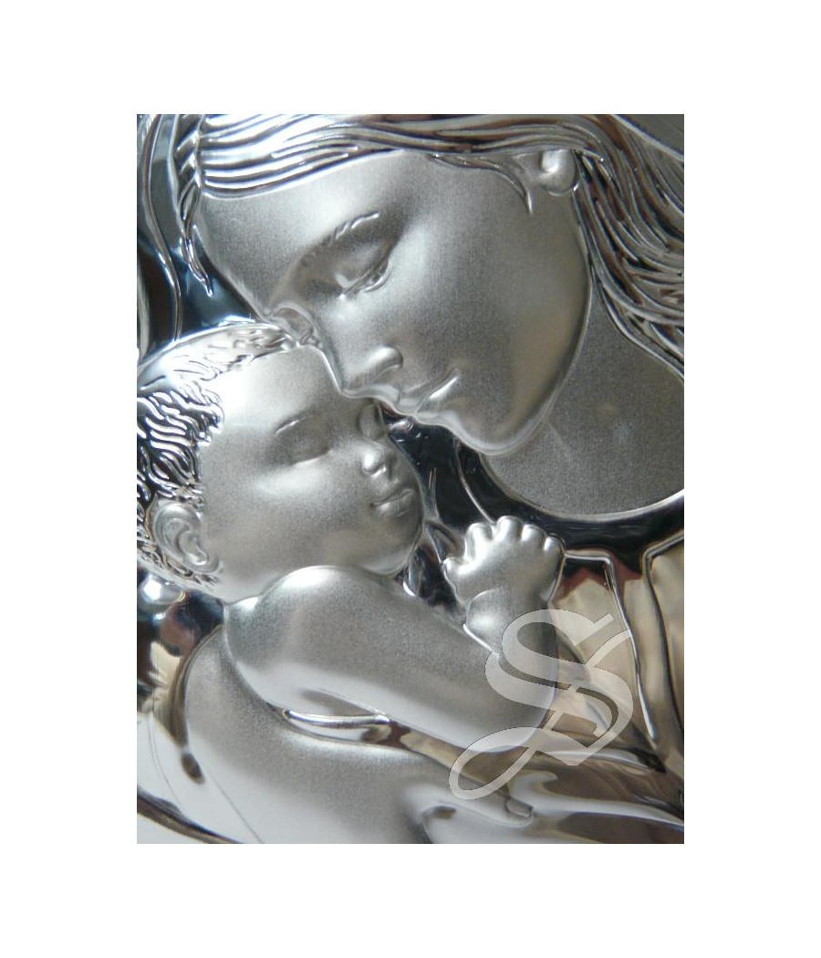 ICONO PLATA VIRGEN CON NIÑO BICOLOR 13*17