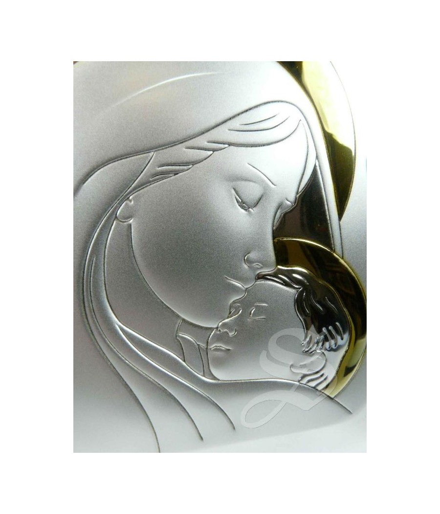 ICONO PLATA VIRGEN CON NIÑO CON DORADO 13*18