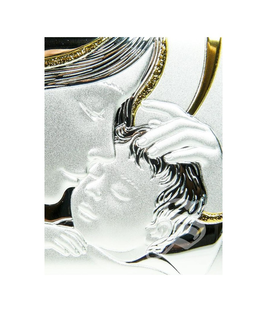 ICONO VIRGEN CON NIÑO ORO 10 X 7 CM. PLATA LAMINADA