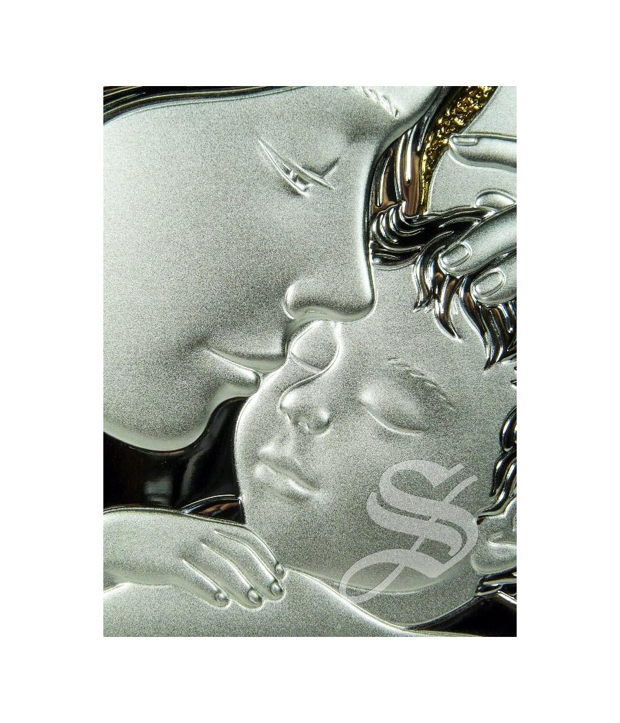 ICONO VIRGEN CON NIÑO ORO 14 X 10 CM. PLATA LAMINADA