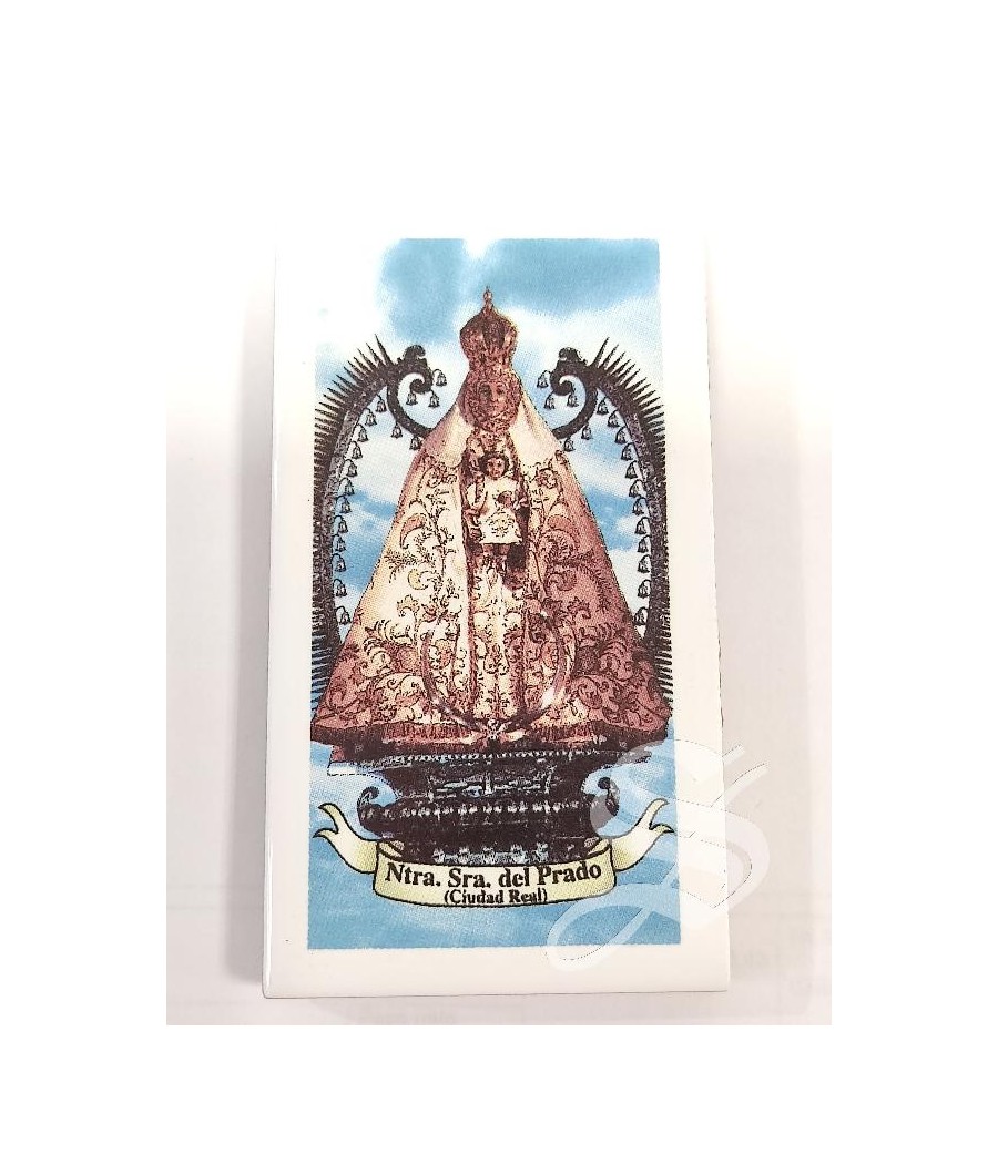 IMAN AZULEJO VIRGEN DEL PRADO 7,5 * 3 CM.