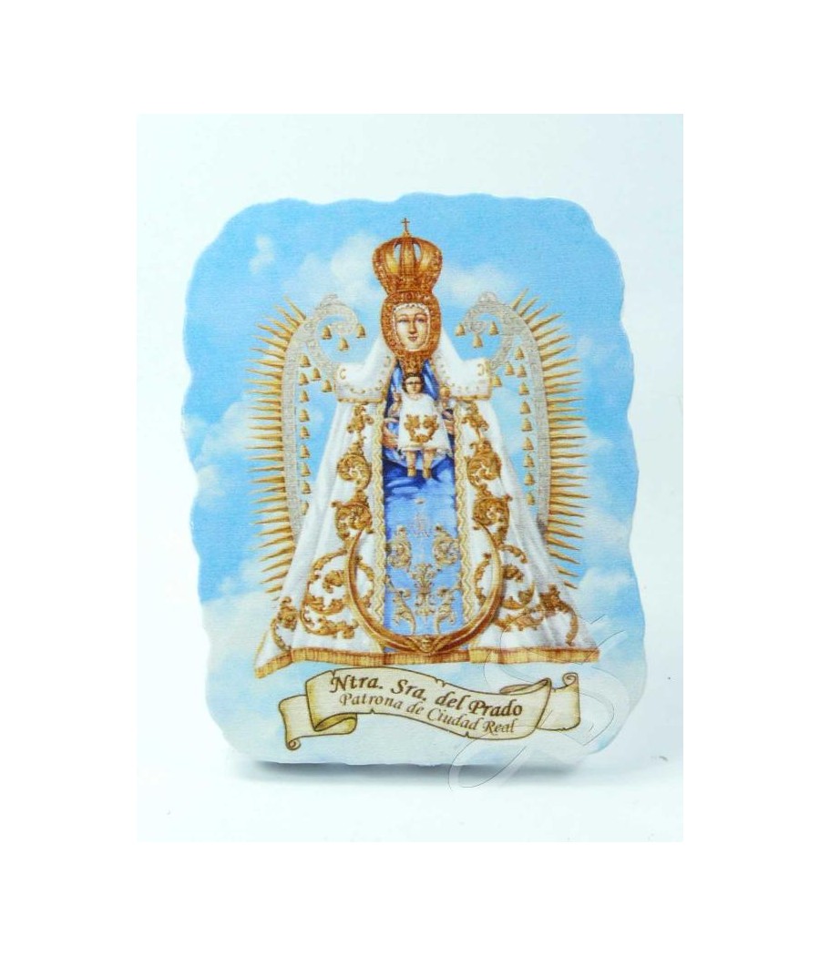 IMAN EFECTO PIEDRA VIRGEN DEL PRADO PINTADA A MANO 5 * 7 SIRVE TAMBIEN COMO CUADRITO