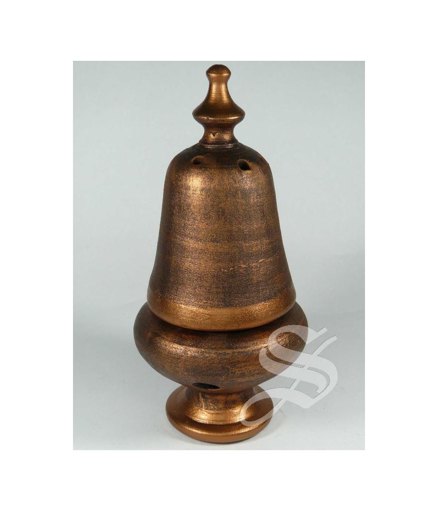 INCENSARIO CAMPANA COBRE BARRO 20 CM,